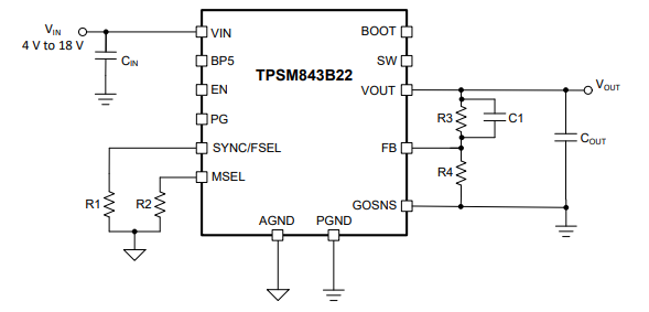 TPSM843B22降压模块（集成电感器）TI 德州仪器
