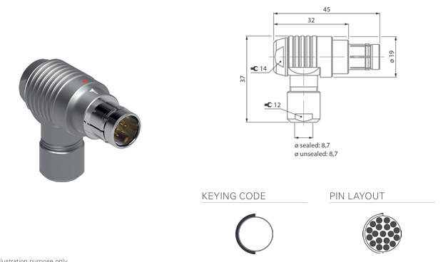 Fischer Connectors接线端子WSO 104 Z092-150-3H+电缆安装式直角插头