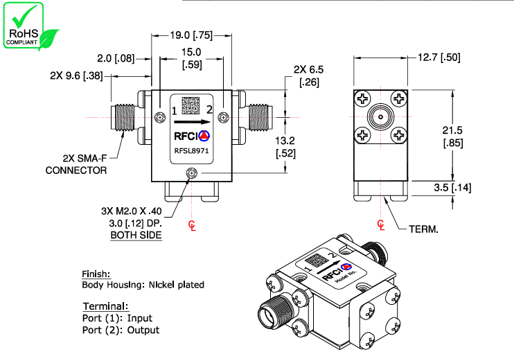 RFCI RFSL8971 SMA-F隔离器