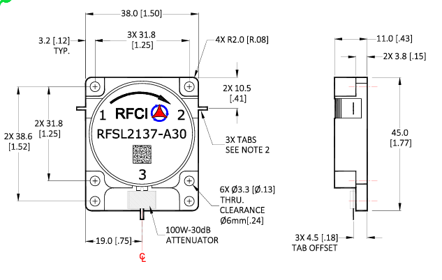 RFSL2137-A30连续波100W-30dB iso衰减器RFCI
