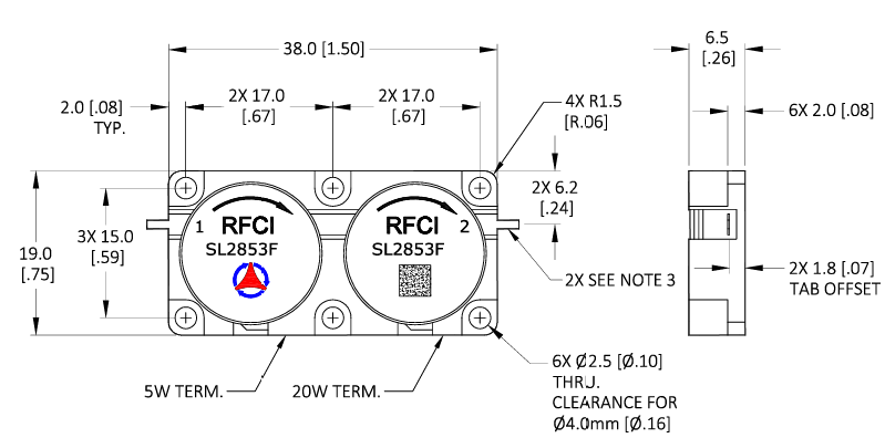 SL2853F CW 20W双接头隔离器RFCI