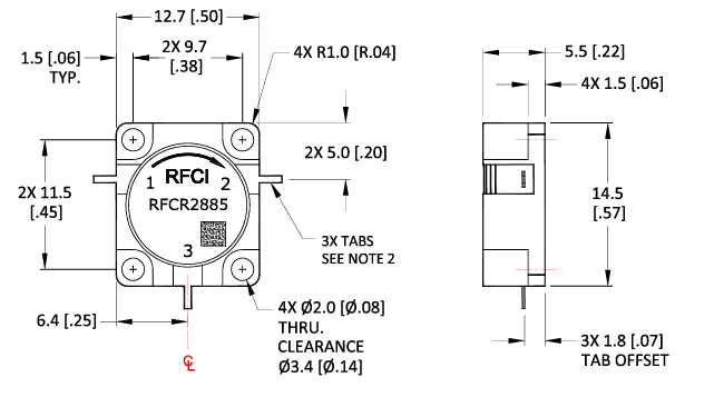 RFCI RFCR2885嵌入式X波段同轴环形器