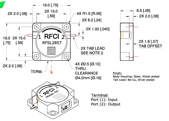 RFSL2857射频同轴隔离器RFCI,3-3.5GHz